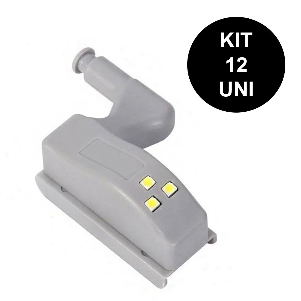 Luminaria de Armario LED Automatica Dobradiça Sensor Inteligente  Lampada Guarda Roupa Porta Iluminaçao Kit 12 Uni