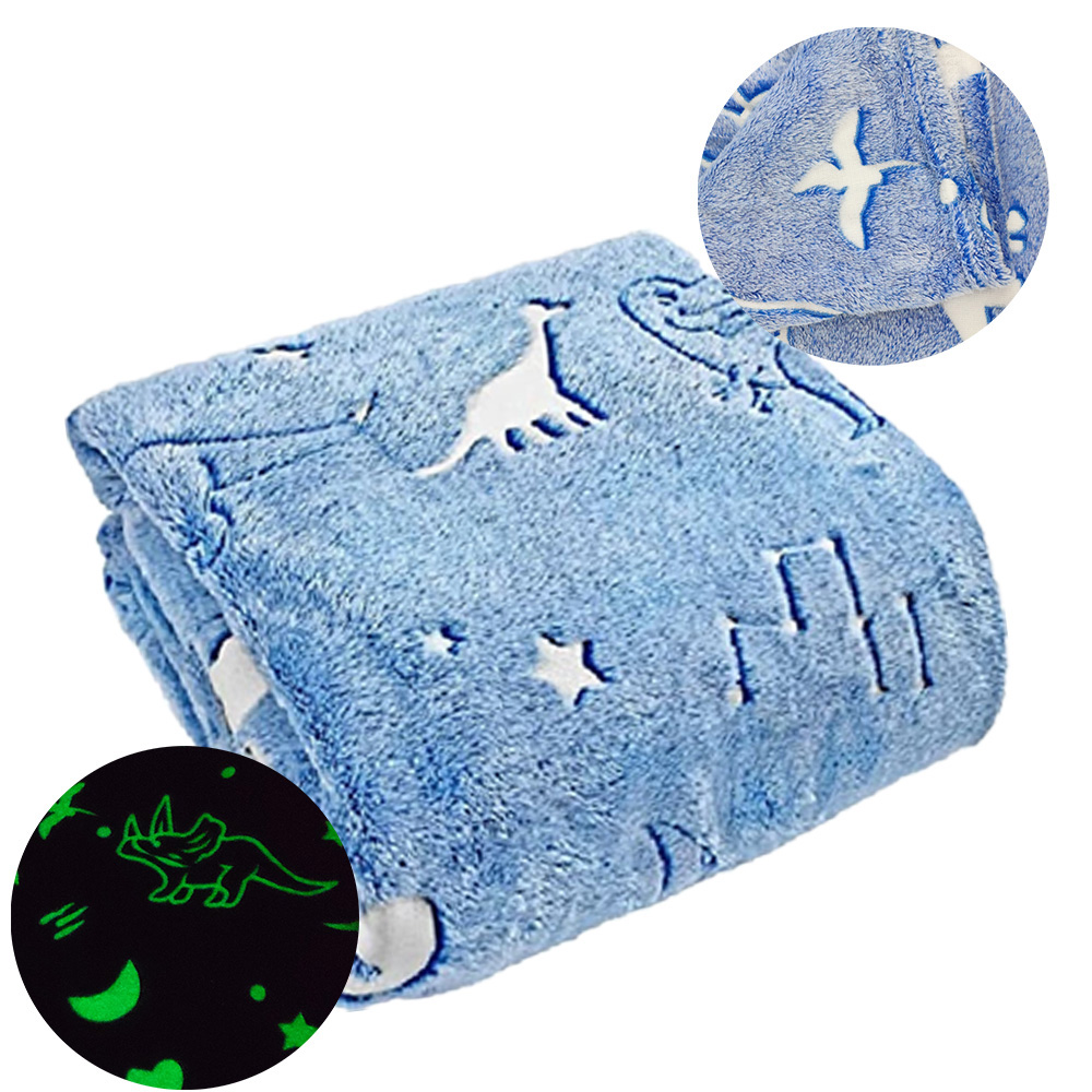 Manta Cobertor Infantil Mantinha Brilha no Escuro Florescente Microfibra Extra Macio Dinossauros