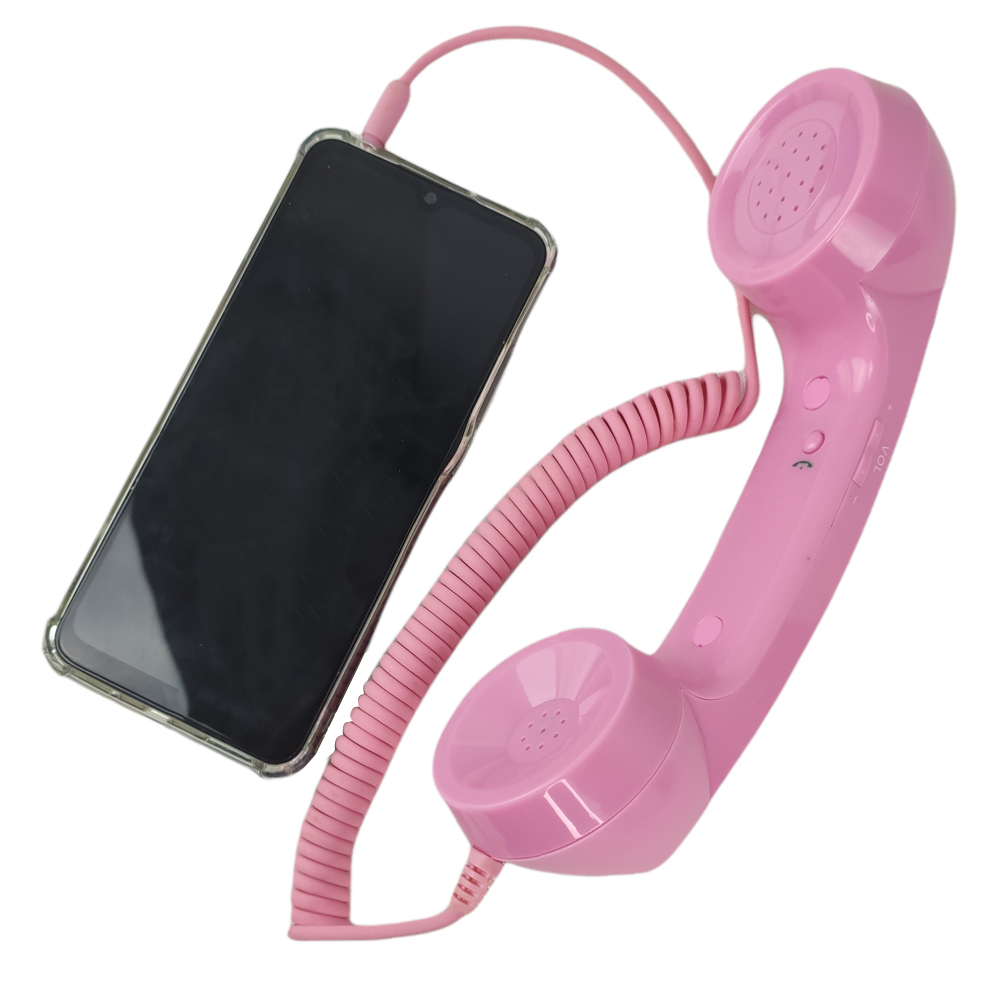 Monofone Pop Phone Microfone P2 Kit 2 Uni Audio Telefone Celular Rosa Atende Chamadas Ligaçoes Smartphone Tablet Telefonema