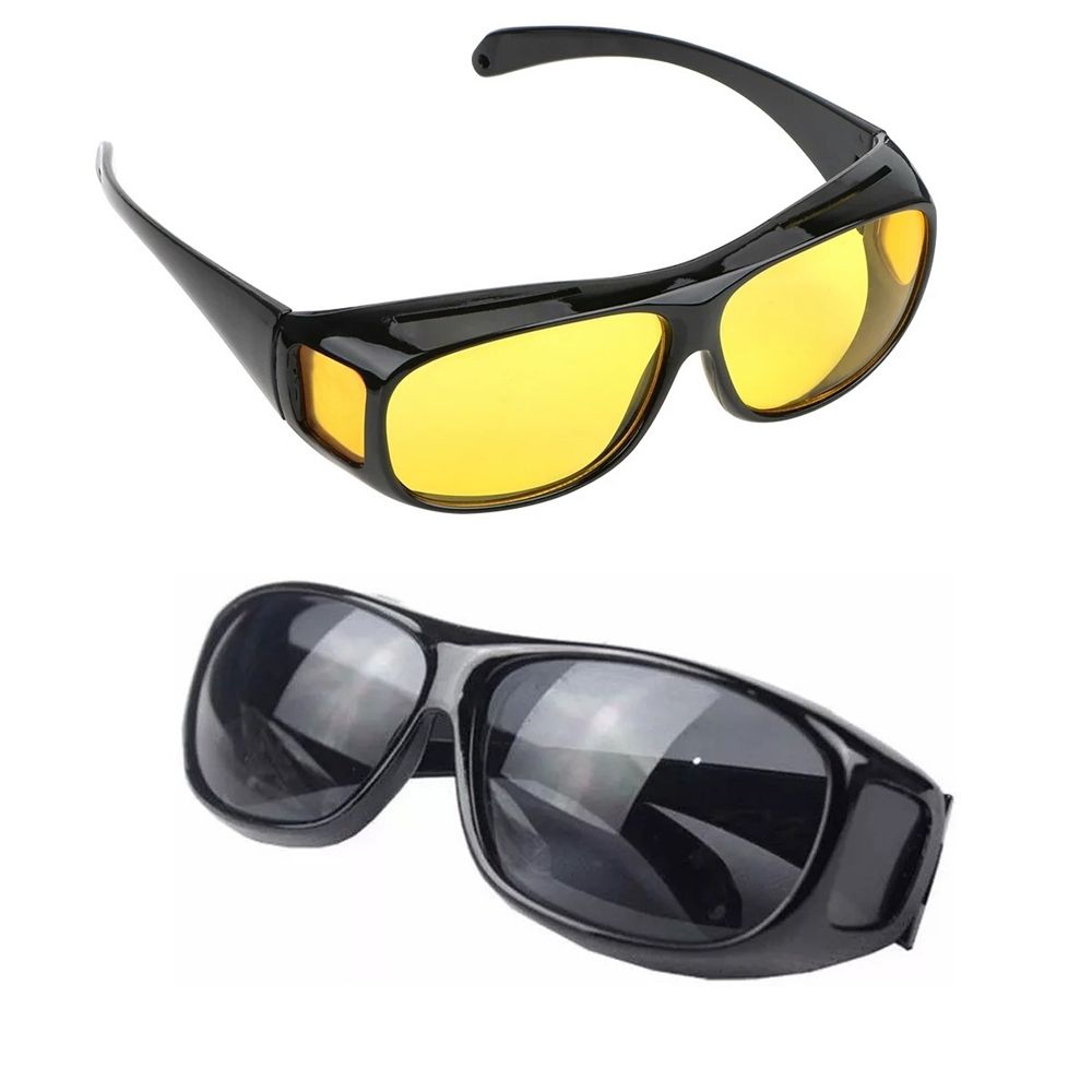 Oculos Visao Noturna Unissex 2 Und Dirigir Dia e Noite Protecao UV Polarizado Moto Carro