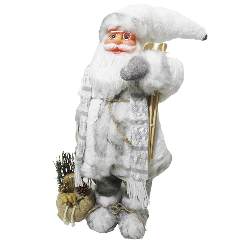 Papai Noel de Luxo Boneco Natal Natalino Decoraçao Neve Branco 62 Centimetros
