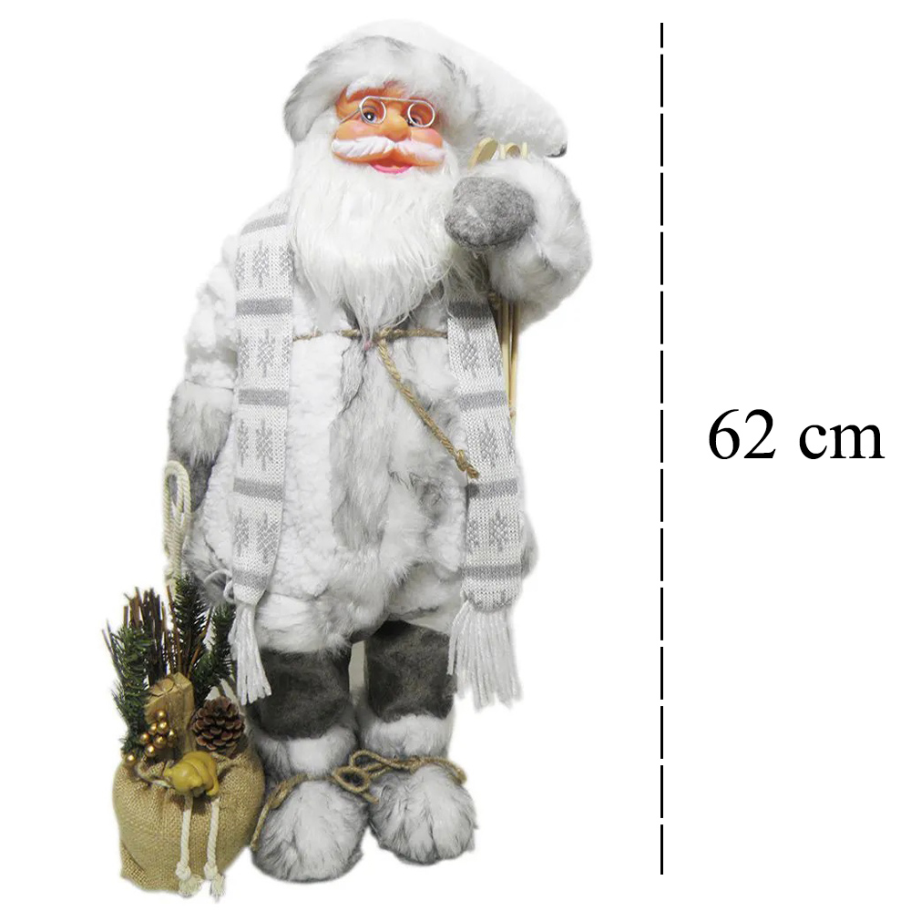Papai Noel de Luxo Boneco Natal Natalino Decoraçao Neve Branco 62 Centimetros