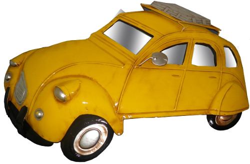 Quadro Carro 3d Para Parede Em Metal Espelhado Decoracao Amarelo Vintage Retro (ENFT-6 Amarelo)