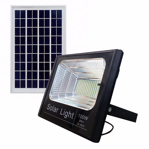 Refletor Holofote Solar Energia 100w  Sensor kit Controle  Led Iluminacao Luminária