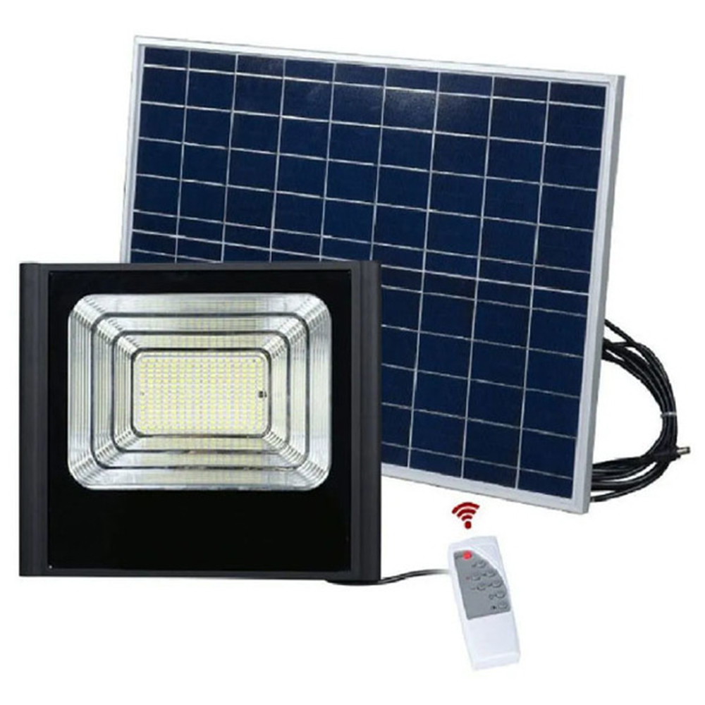 Refletor Holofote Solar Energia 100w  Sensor kit Controle  Led Iluminacao Luminária