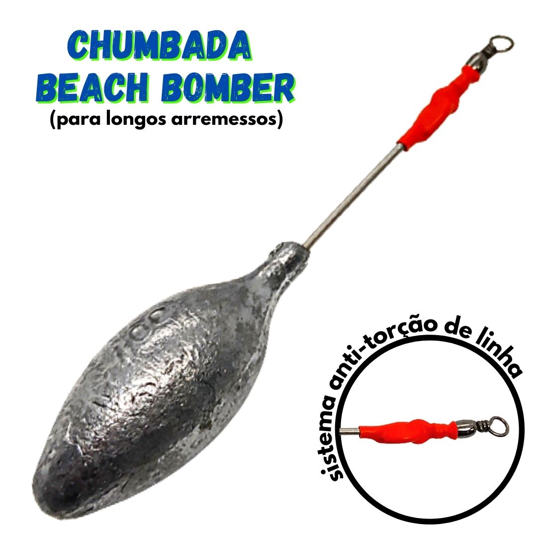 Chumbada Beach Bomber com Sistema Anti-Torção de Linha - 80gr à 150gr
