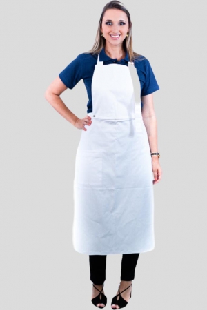 Avental de Frente Feminino Sumaia Samia, 2 em 1 com peito removível Para Profissionais da Cozinha - Branco