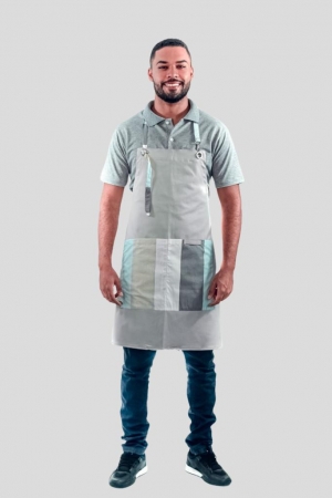 Avental de Frente Masculino Sumaia Patrick, Com Bolsos e Regulagem Para Profissionais da Cozinha - Listra Verde