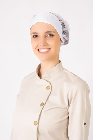 Antigo_Touca Feminina Sumaia Fiorella Para Profissionais Da Cozinha - Branca