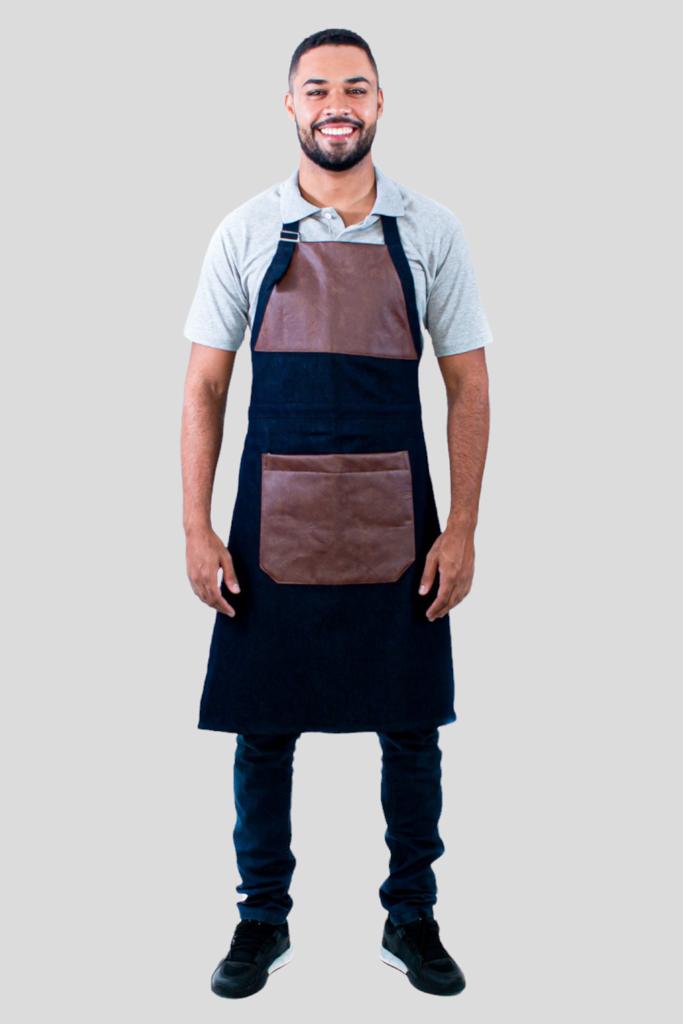 Antigo_Avental Churrasqueiro Masculino Sumaia Parrilla Para Profissionais da Cozinha - Jeans