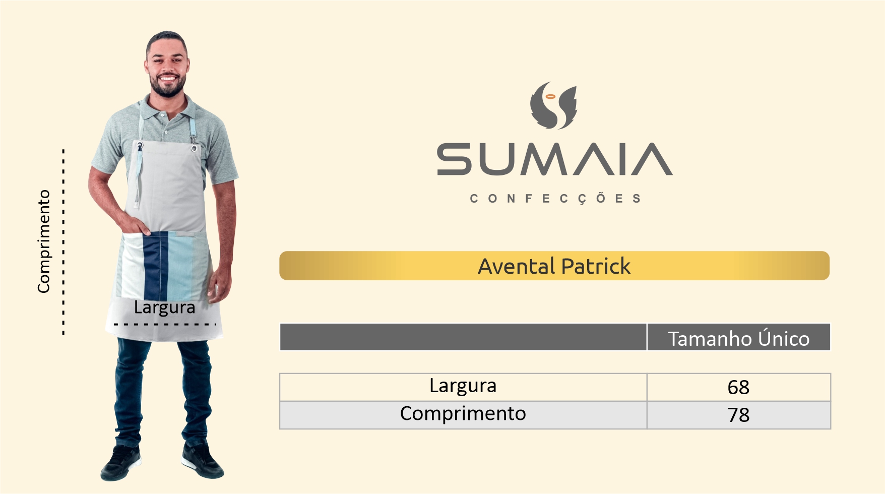 Antigo_Avental de Frente Masculino Sumaia Patrick, Com Bolsos e Regulagem Para Profissionais da Cozinha - Listra Verde