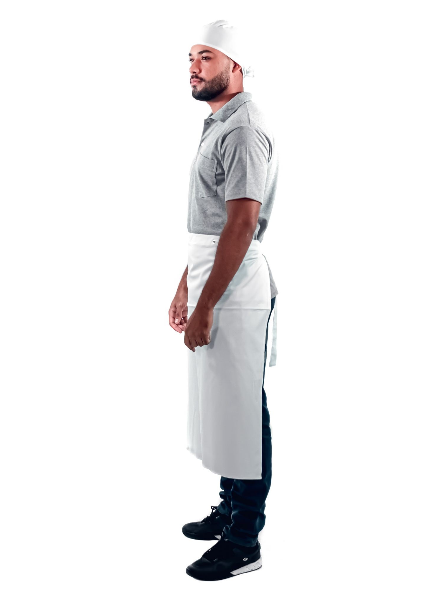 Antigo_Avental de Frente Masculino Sumaia Enrico, 2 em 1 com peito removível Para Profissionais da Cozinha - Branco