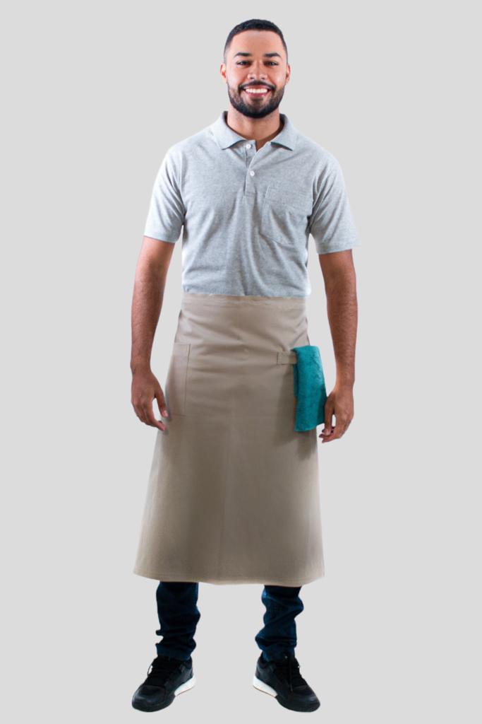 Avental de Cintura Masculino Sumaia Pietro Para Profissionais da Cozinha - Cáqui