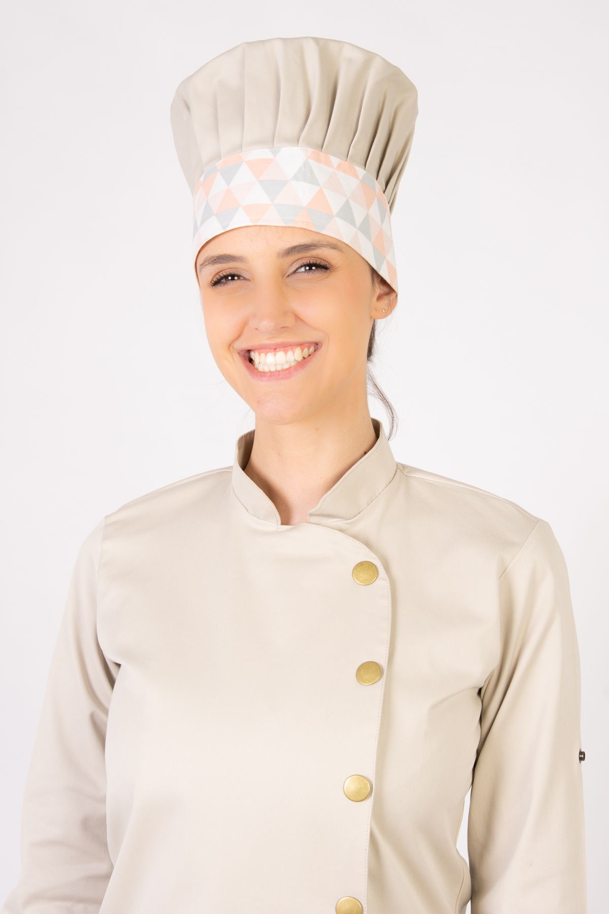 Mestre Cuca Feminino Sumaia Yasmin, Para Profissionais da Cozinha -  Bege + Zigue-Zague Grande