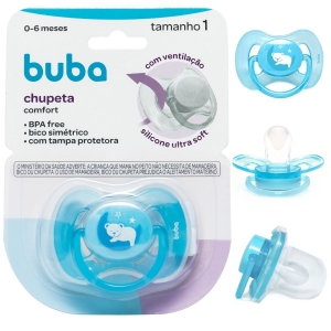Chupeta Comfort  Silicone Ultra Soft Ursinho Azul 0-6m Tam1 Buba