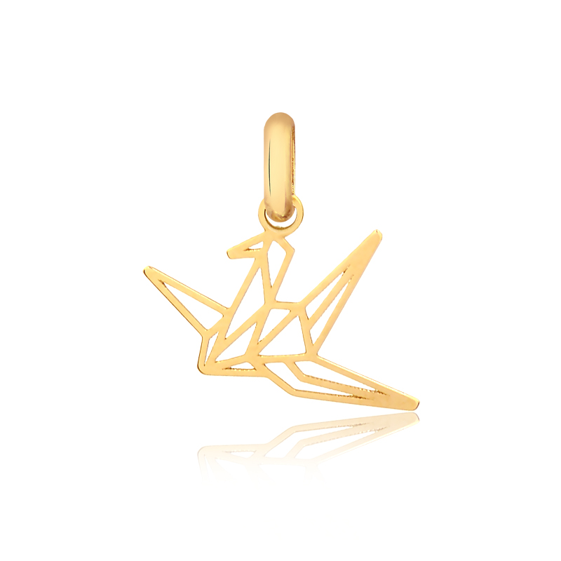 Pingente de Ouro Feminino Tsuru Vazado Ouro 18k