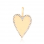 Pingente Coração Longo Liso Cravejado Cristal Banhado em Ouro 18k
