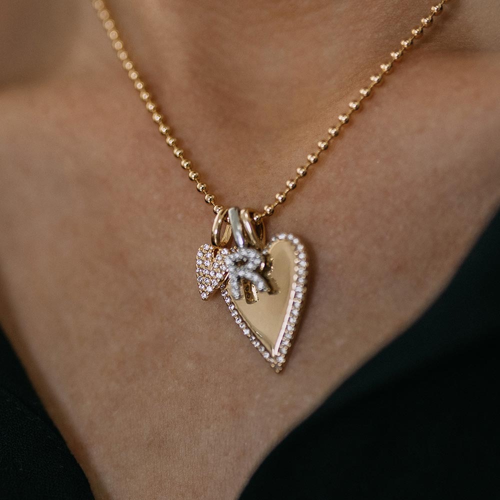 Pingente Mini Coração Cravejado Cristal Banhado em Ouro 18k