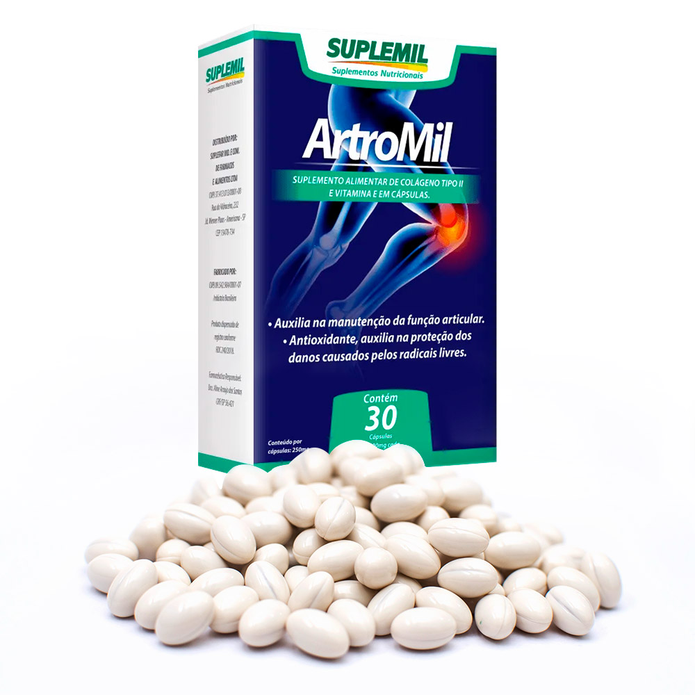 Artromil - Colágeno Tipo II de 40mg + Vitamina E - Leve 4 Pague 3 com Frete Grátis
