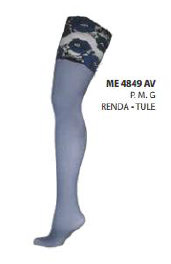4849 MEIA 7/8 TULE C/RENDA ROYAL BLUE AZUL/PR (G)