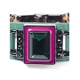 Pulseira Armazem RR Bijoux couro cristal quadrado verde e rosa