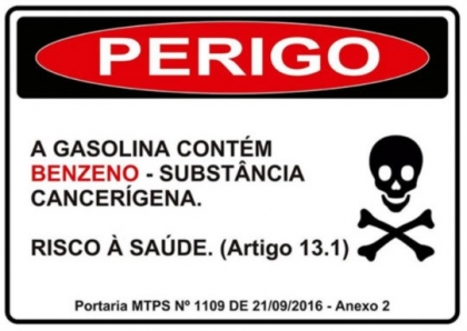 Placa Simbologia - Perigo Gasolina / Benzeno (20CM X 14CM X 1,7MM)