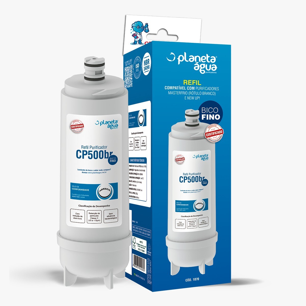 Refil CP500br (Bico Fino) para purificadores Masterfrio com refil de rótulo branco e New Up - Similar 