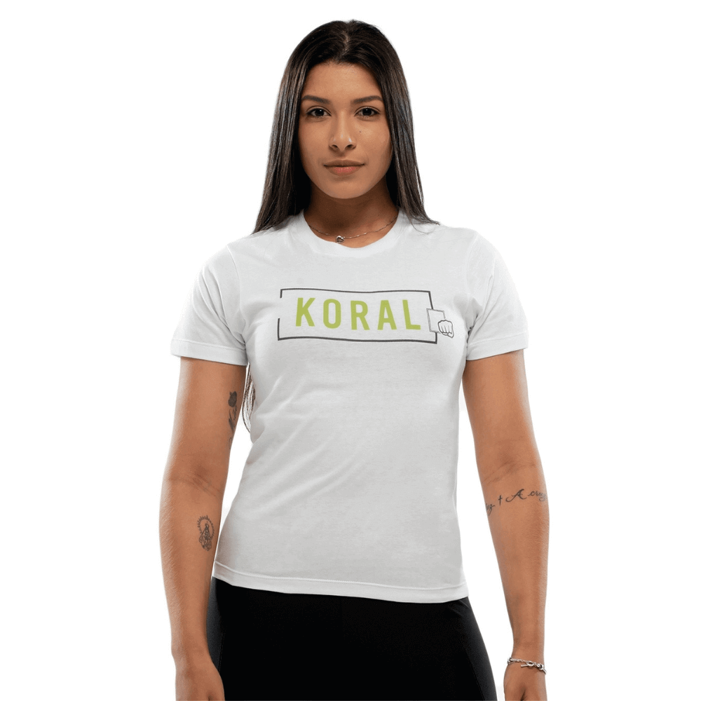 Camiseta Baby Look Koral Fora da Caixa Branca