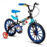 Bicicleta Infantil Nathor Aro16 Azul Tech Boys 5 A 8 Anos