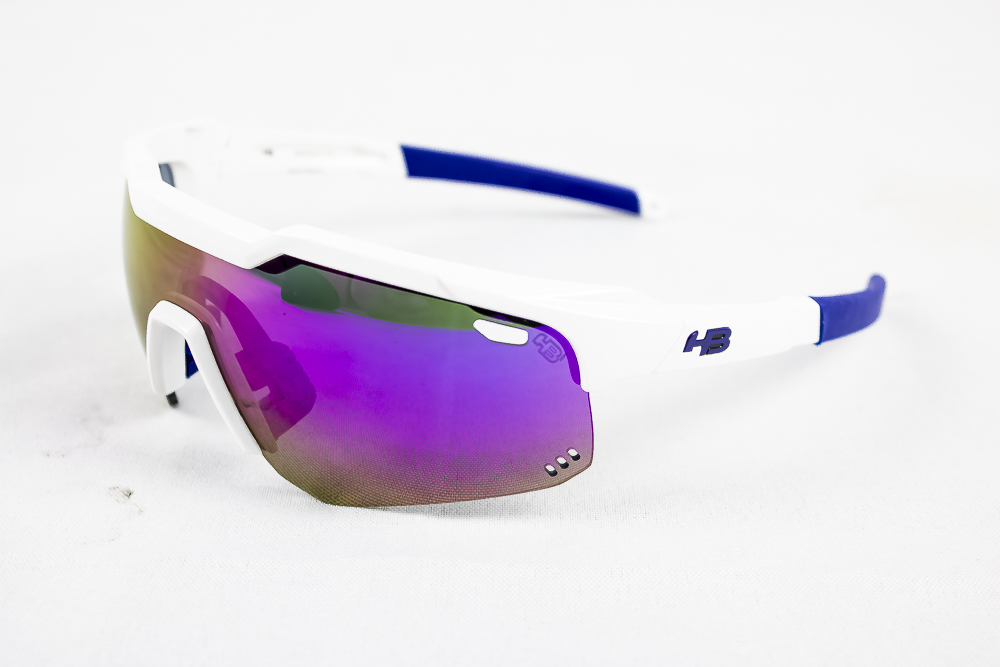 Óculos Hb Shield Evo Mountain Branco Azul Lente Multi Purple
