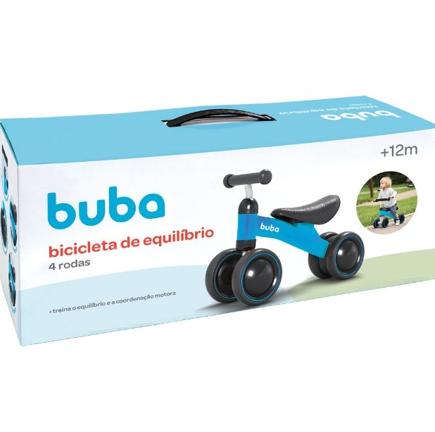 Bicicleta de Equilíbrio 4 Rodas para Bebê Azul - Buba