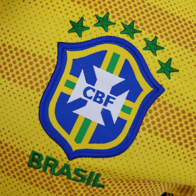 Polo Seleção Brasileira Listrada Amarela