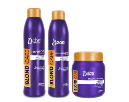 Detra Blond Care Shampoo 1L + Restore 1L + Máscara 500g Grande - R