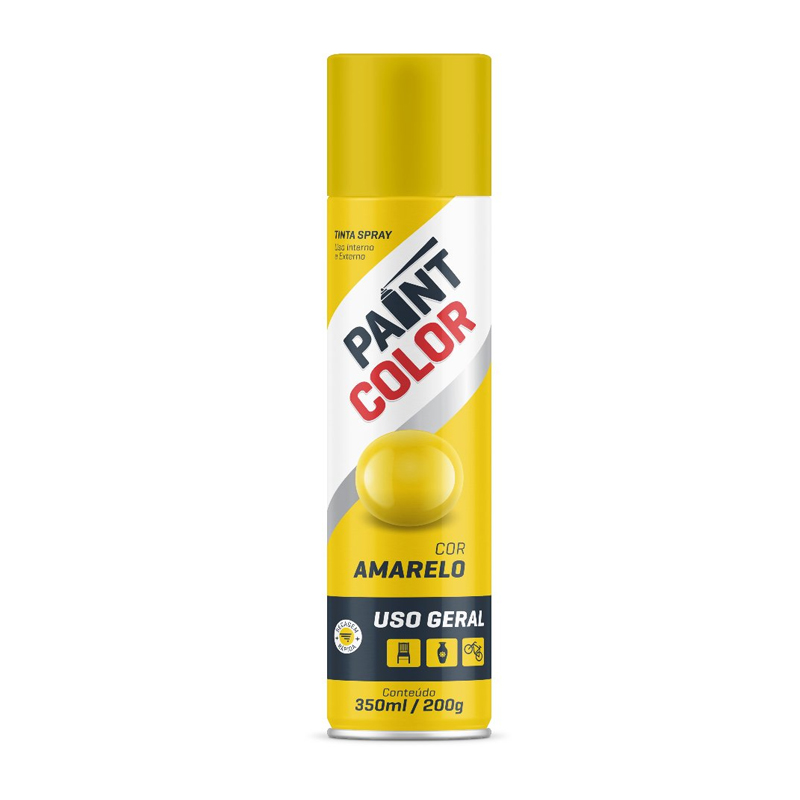 Tinta Spray Uso Geral 350ml Amarelo Paintcolor