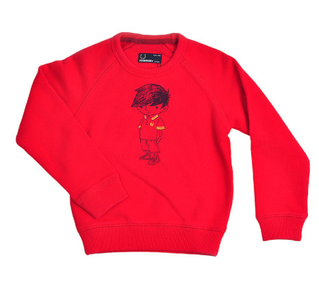 MOLETOM FRED PERRY INFANTIL -  CREW NECK SWEAT RED