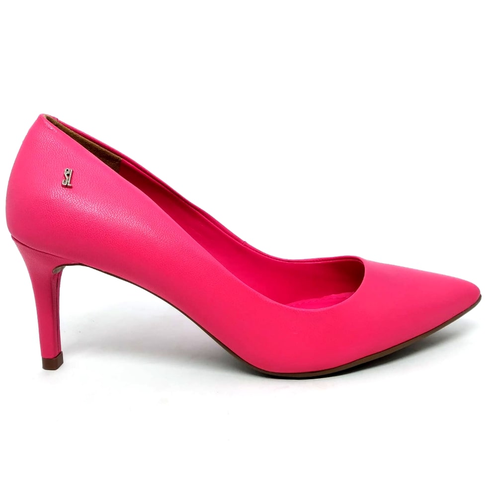 Sapato Scarpin Santa Lolla Soft De Couro Com Salto Rosa Pink Feminino