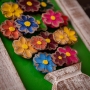 Quadro Flores de Madeira Grande Artesanal Fundo Verde