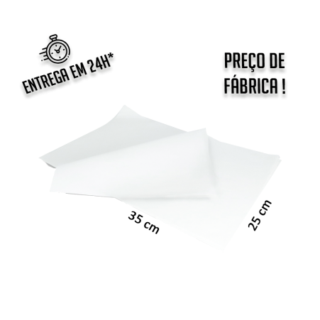 Papel Antigordura Branco 25x35 cm (papel manteiga) - pacote com 800 folhas