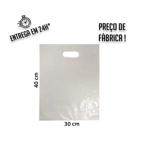 Sacola Plástica Branca Boca de Palhaço Reciclada 30x40cm - pacote com  1Kg