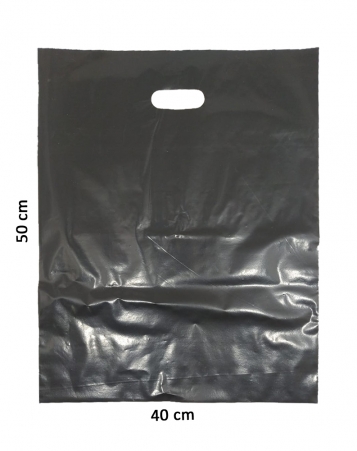 Sacola Plástica Preta Boca de Palhaço Reciclada 40x50cm - pacote com 1kg