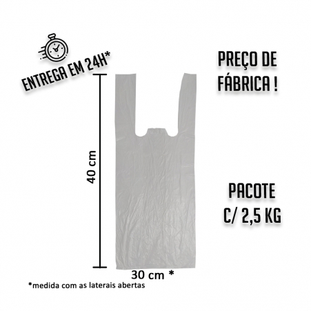 Sacola Plástica (R) Branca 30x40cm - Pacote com 2,5 KG