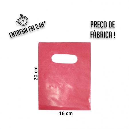 Sacola Plástica Vermelha Boca de Palhaço Reciclada 16x20cm - pacote com 1Kg