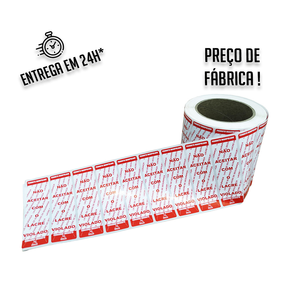 Lacre Adesivo Inviolável 3,5x9,5 cm - rolo com 1.000 etiquetas