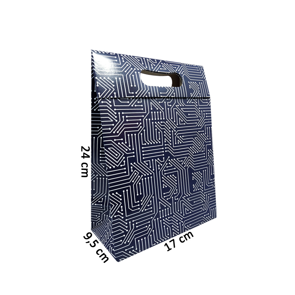 Sacola Caixa Chip Marinho 24x17x9,5cm (AxLxP) - pacote com 1 unidade