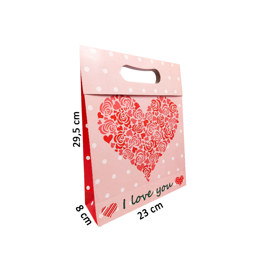 Sacola Caixa I Love You 29,5x23x8 (AxLxP) - pacote com 1 unidade