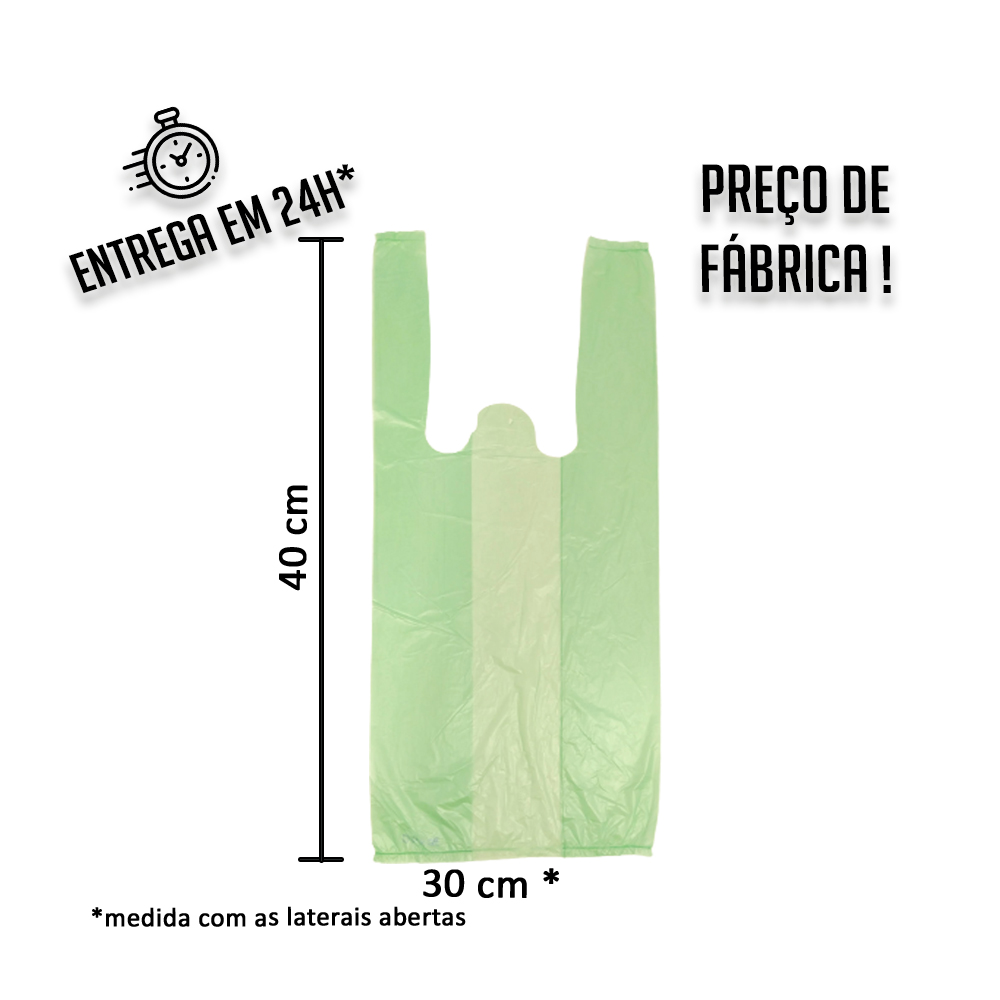 Sacola Plástica (R) verde 30x40cm - Pacote com 1.000 unidades