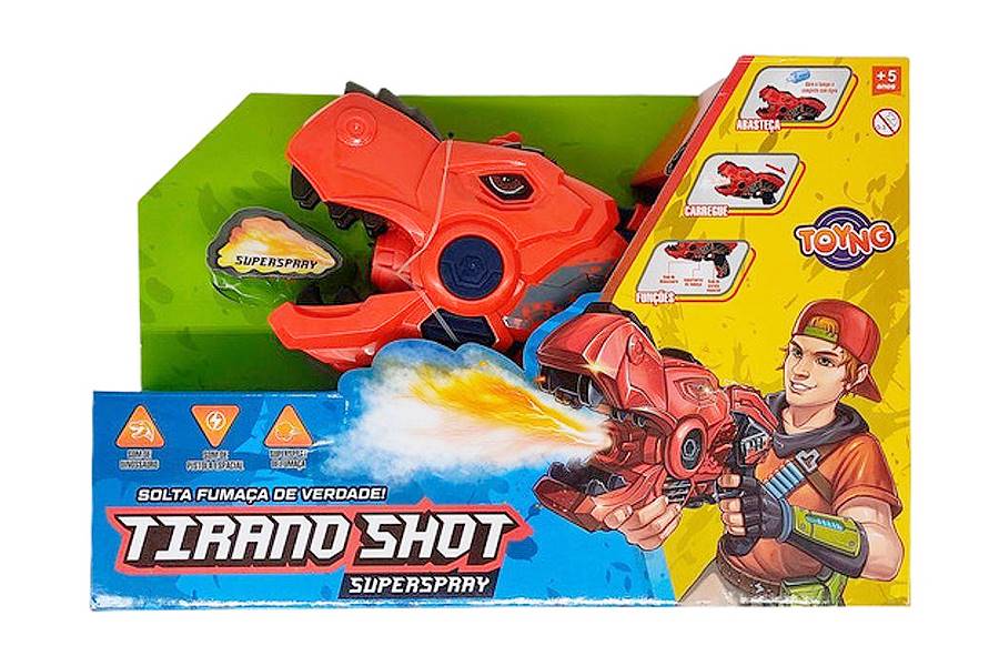 Lançador Pistola Tirano Shot Superspray Vapor Luz Som Dinossauro