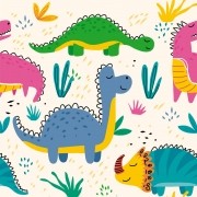 Papel de Parede Infantil - Dinossauros Coloridos