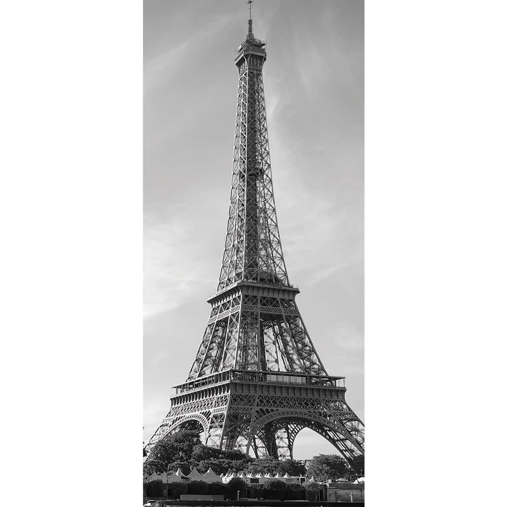 Adesivo de Porta Torre Eiffel Preto e Branco