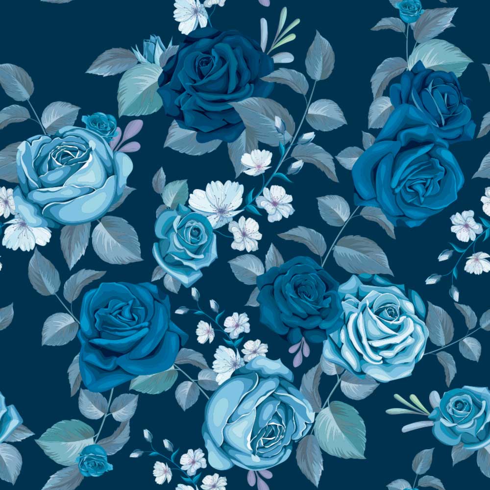 Papel de Parede Floral Azul